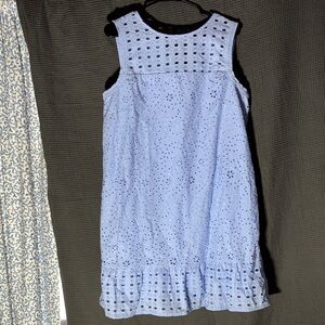 Loft Light Blue Eyelet Sleeveless Dress Size 14
